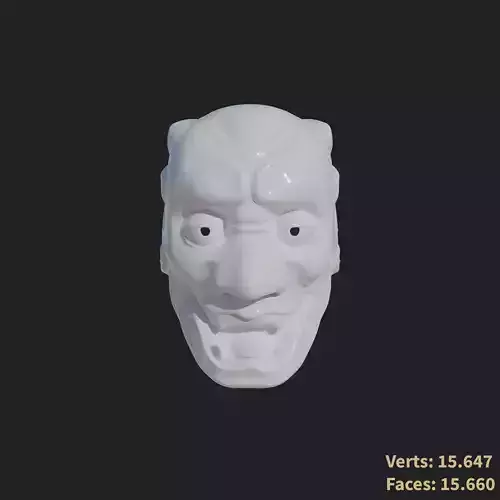 Japanese Noh theater Yakan Maks  low-poly and high-poly models Low-poly 3D model