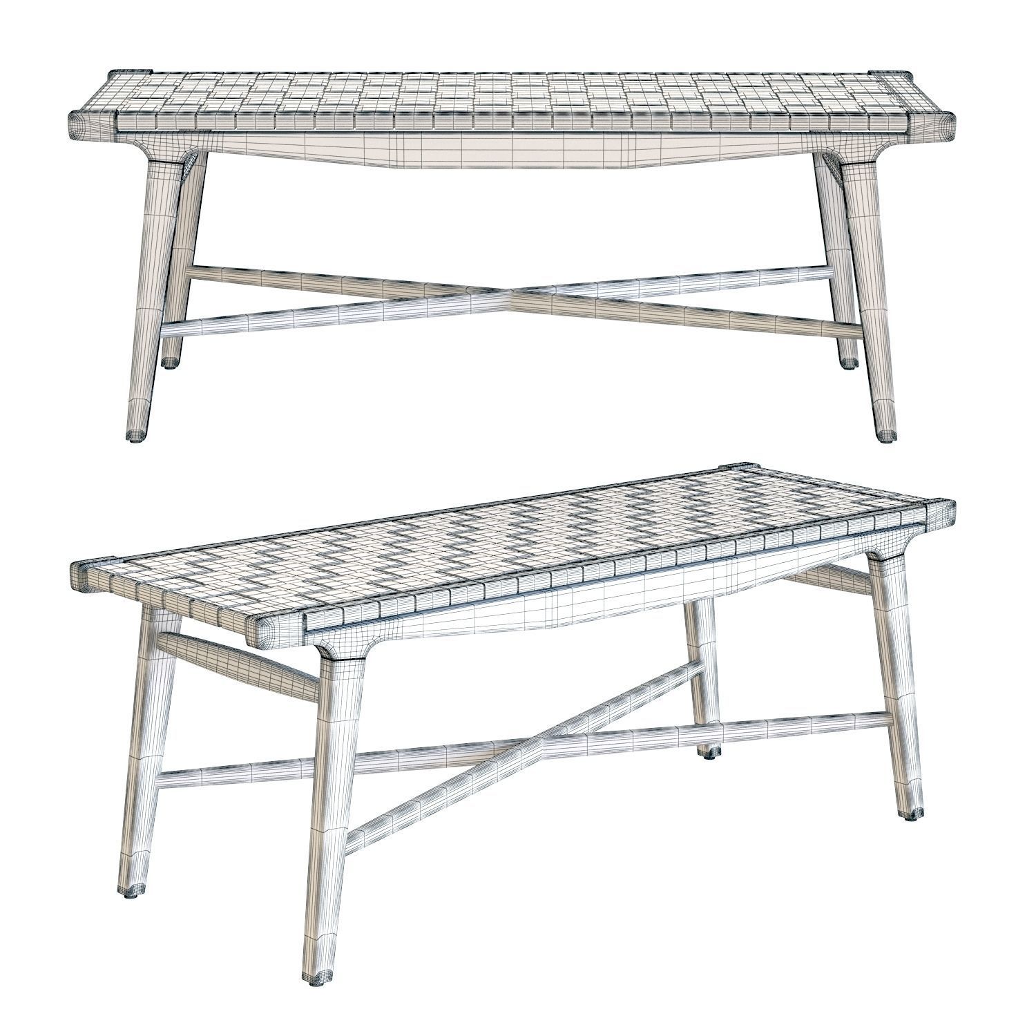 Crate and Barrel - Taj Bench 3D model_1