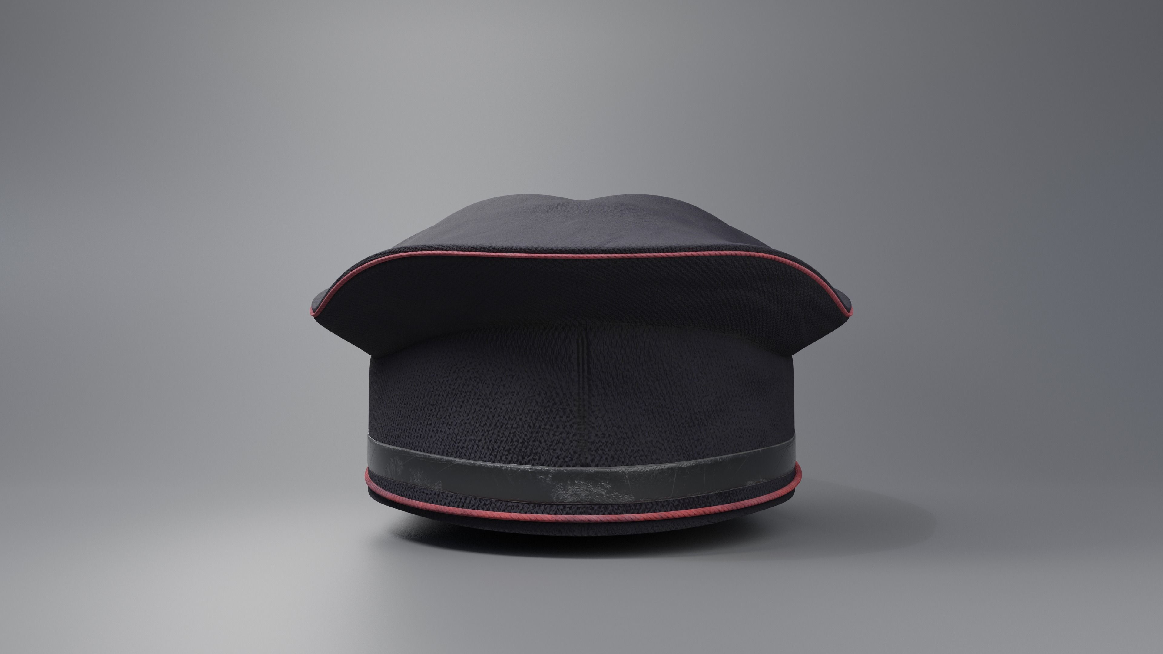 Old Fashioned worn Postmans Hat 3D model_4