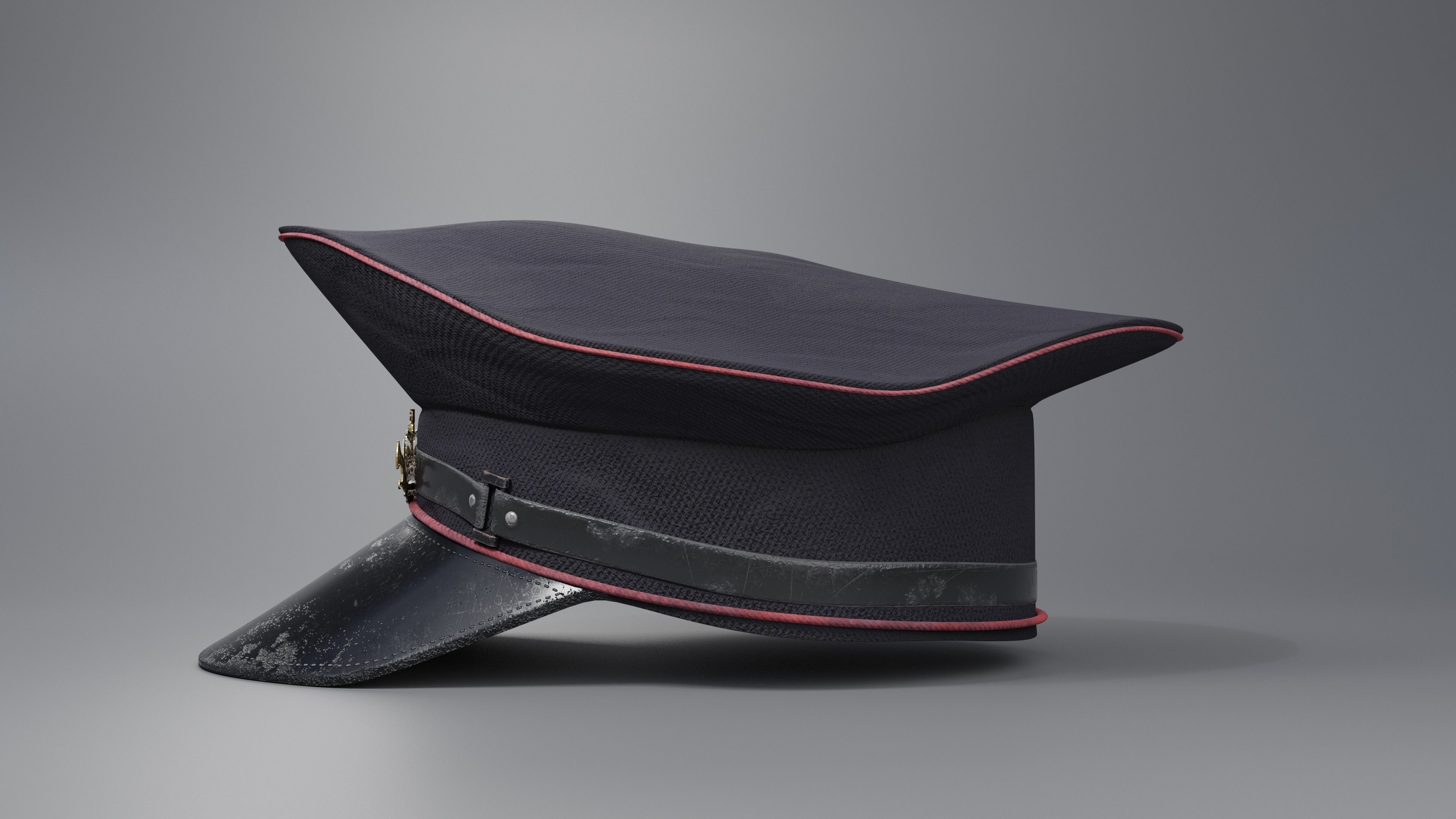 Old Fashioned worn Postmans Hat 3D model_5