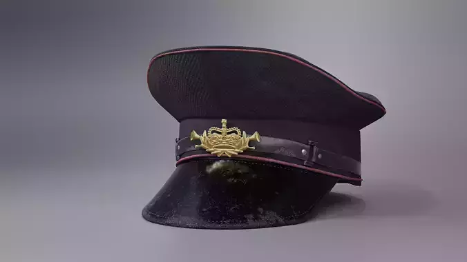 Old Fashioned worn Postmans Hat 3D model