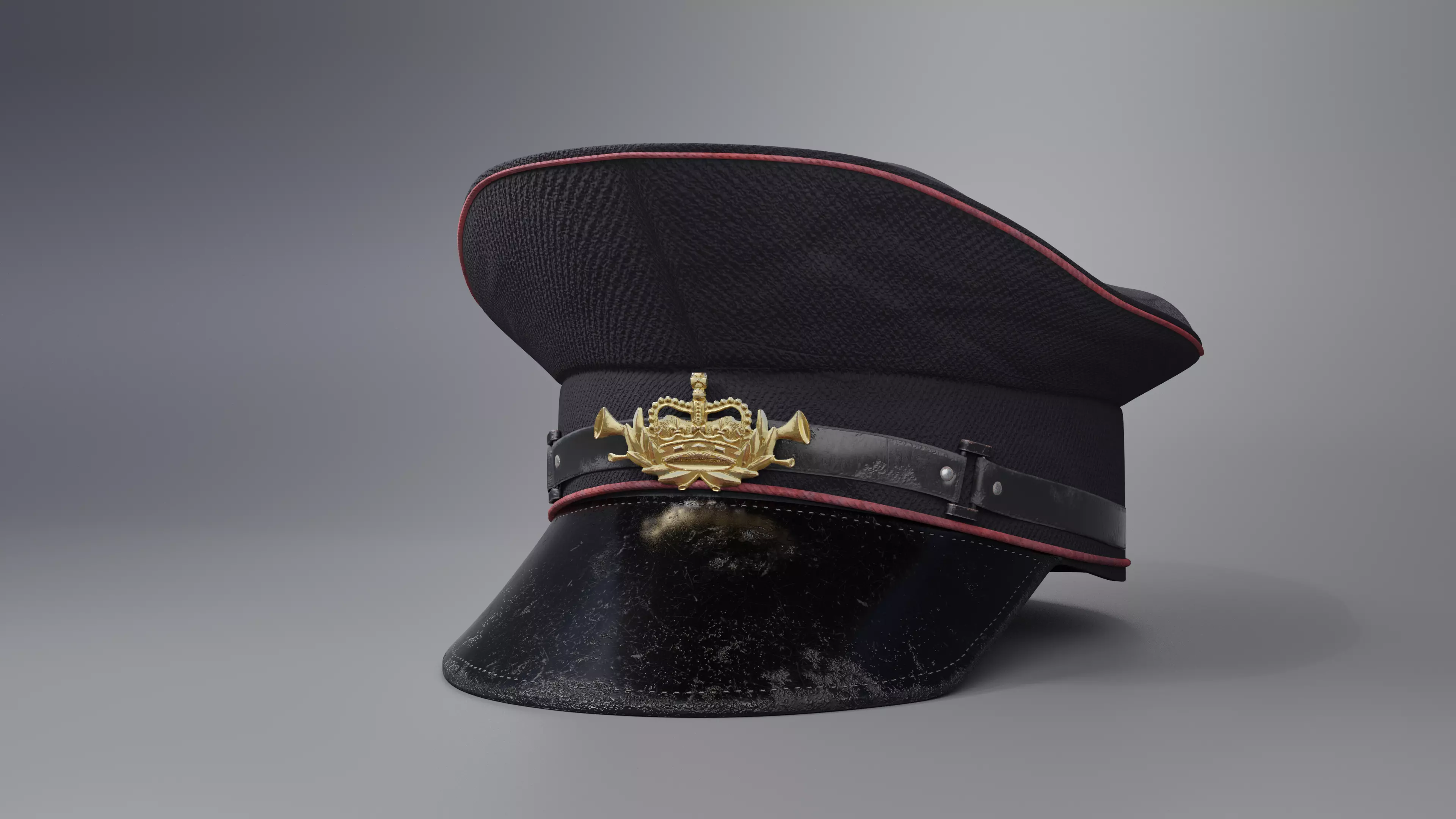 Old Fashioned worn Postmans Hat 3D model_0