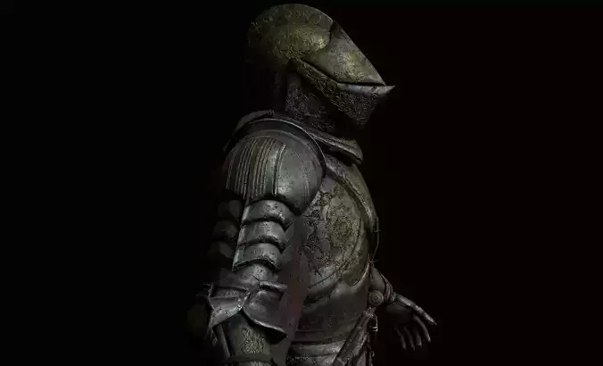 Knight Model in armor Low-poly 3D model