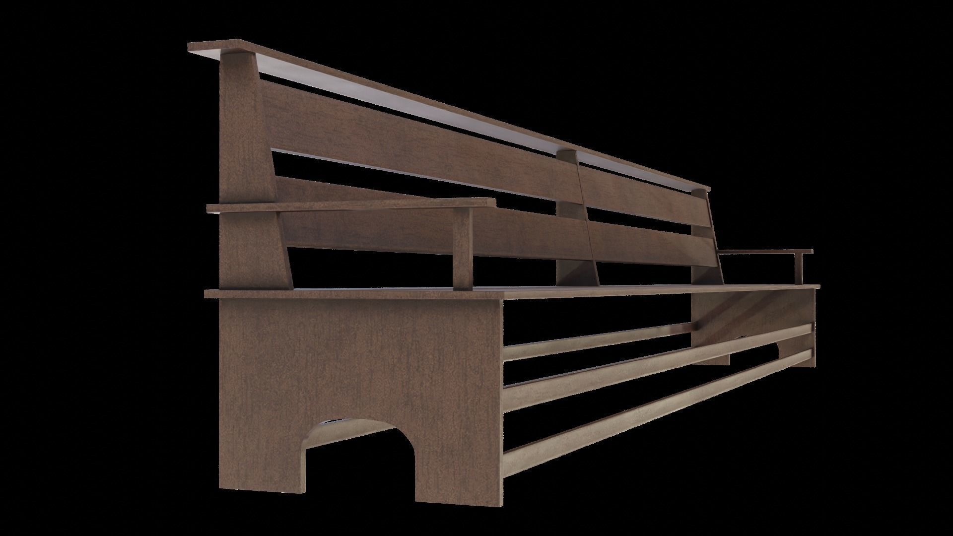 Large Bench Pew many PBR Optios Textures Low-poly 3D model_24