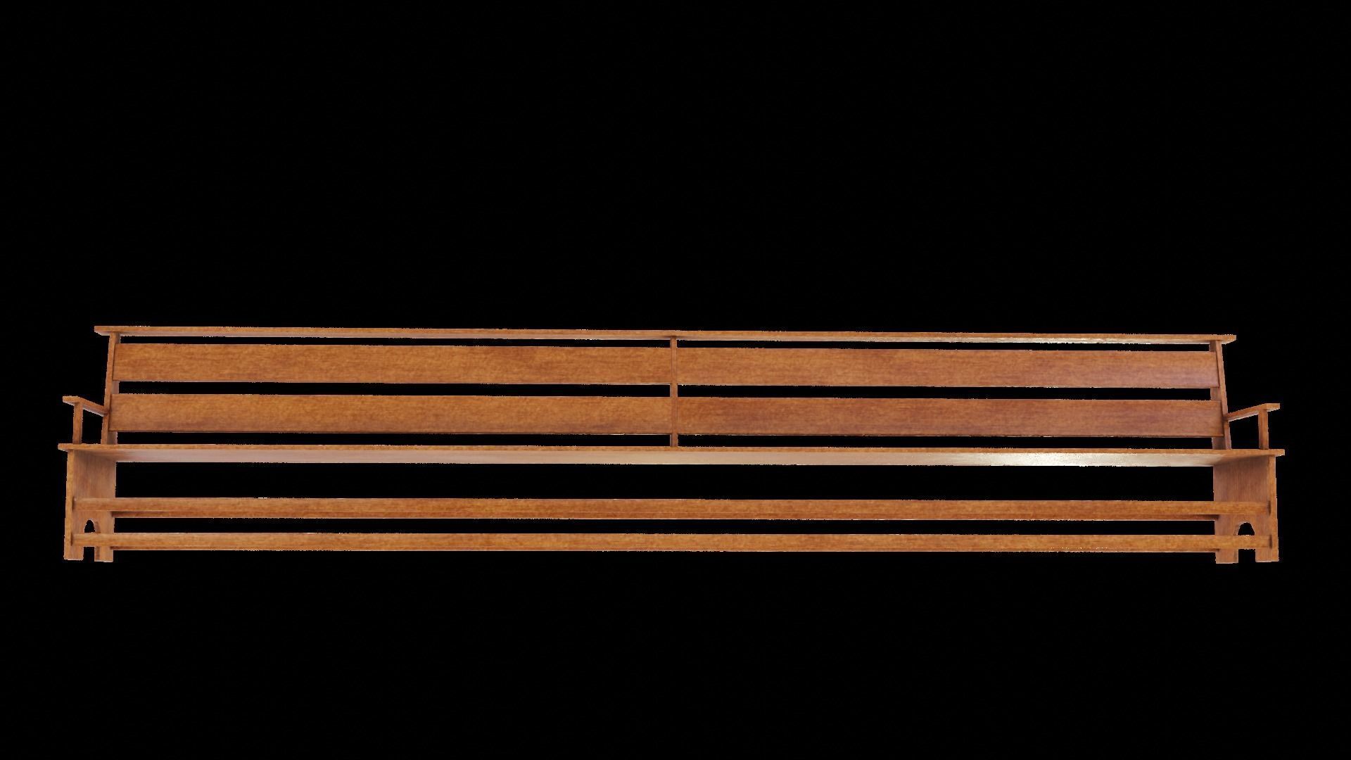 Large Bench Pew many PBR Optios Textures Low-poly 3D model_22