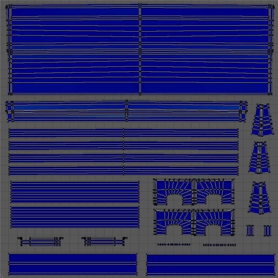 Large Bench Pew many PBR Optios Textures Low-poly 3D model_12