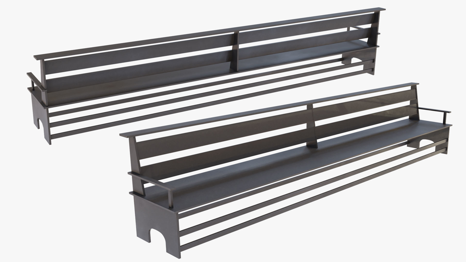 Large Bench Pew many PBR Optios Textures Low-poly 3D model_8