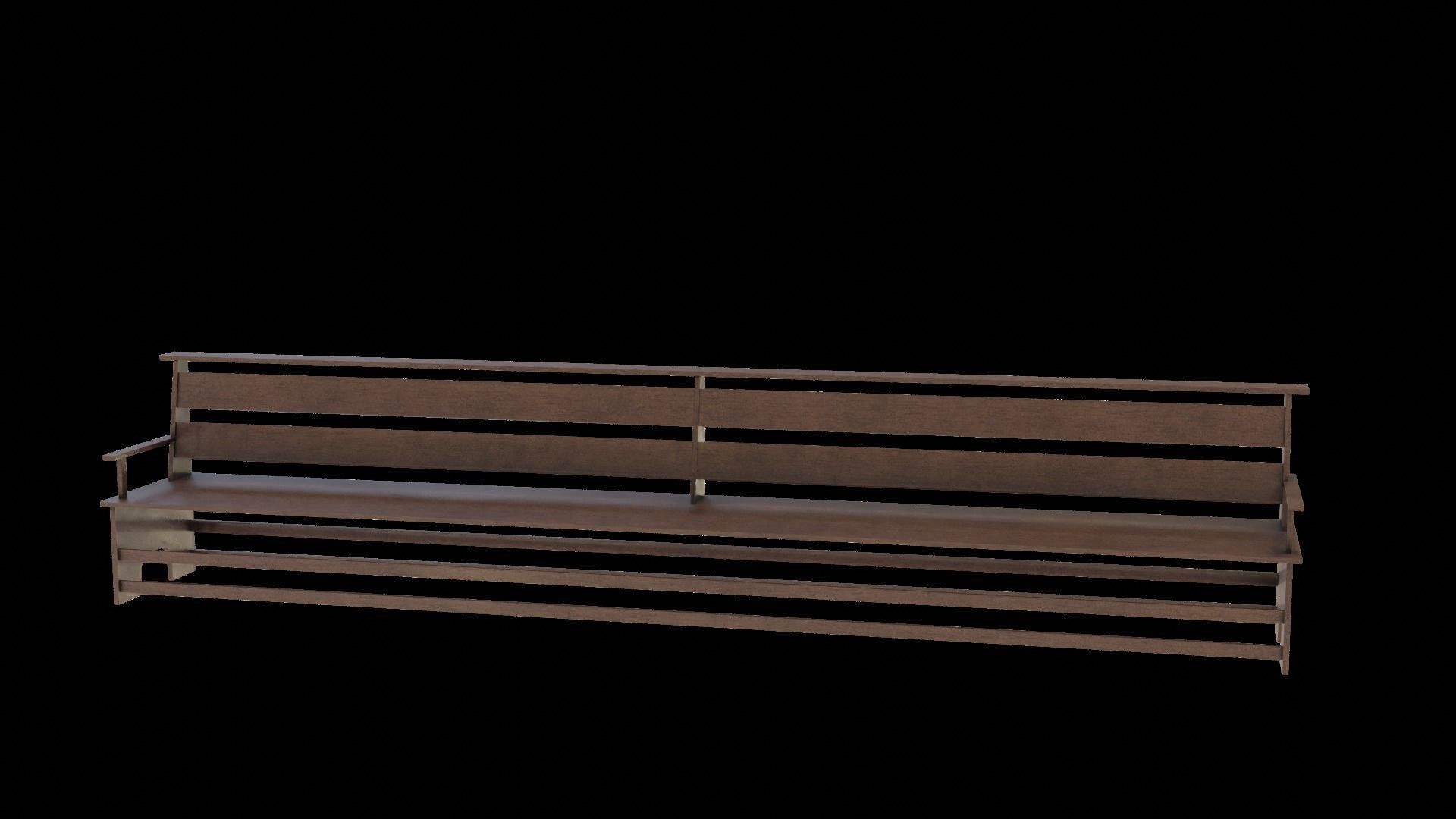 Large Bench Pew many PBR Optios Textures Low-poly 3D model_26