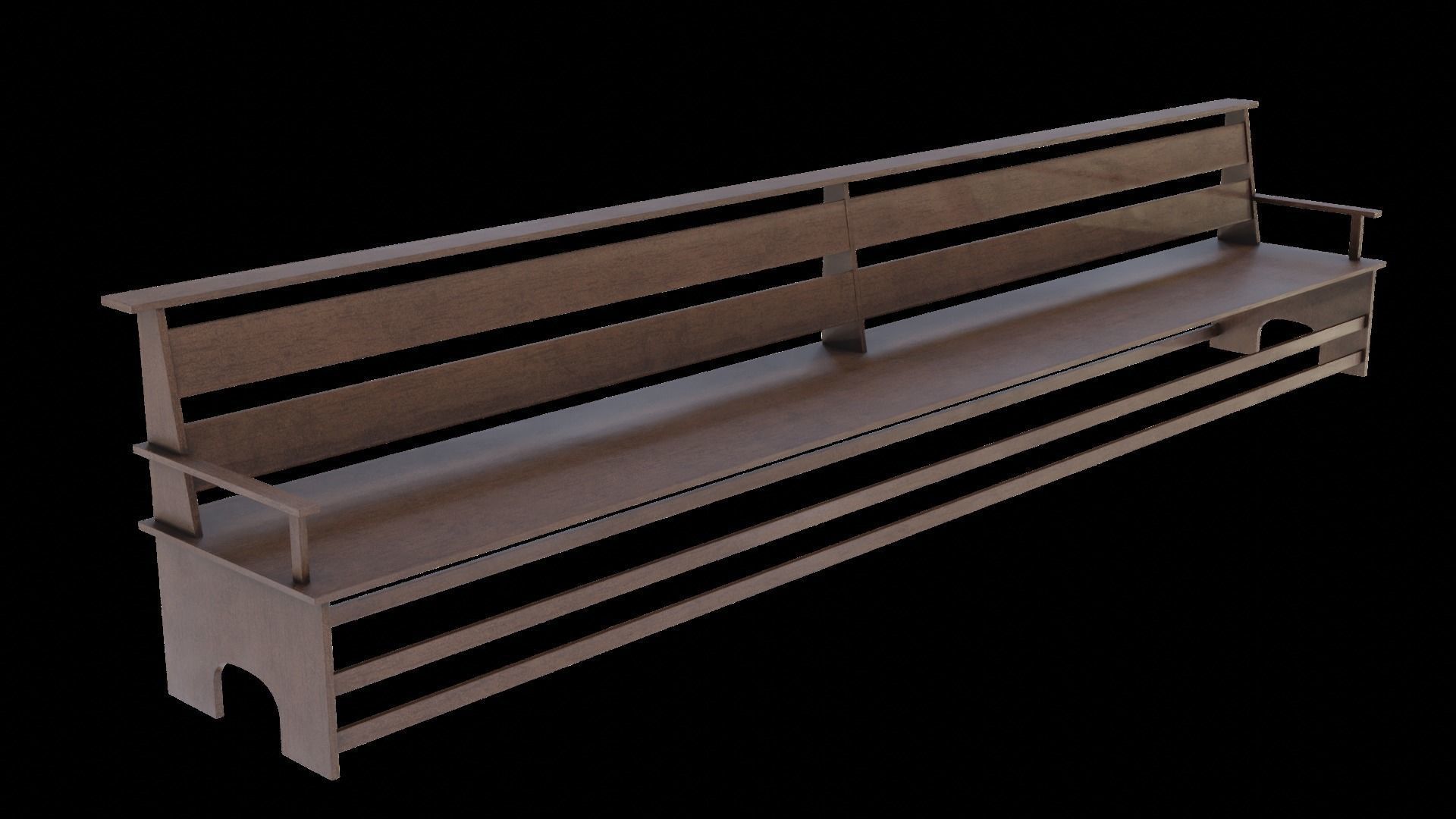 Large Bench Pew many PBR Optios Textures Low-poly 3D model_25