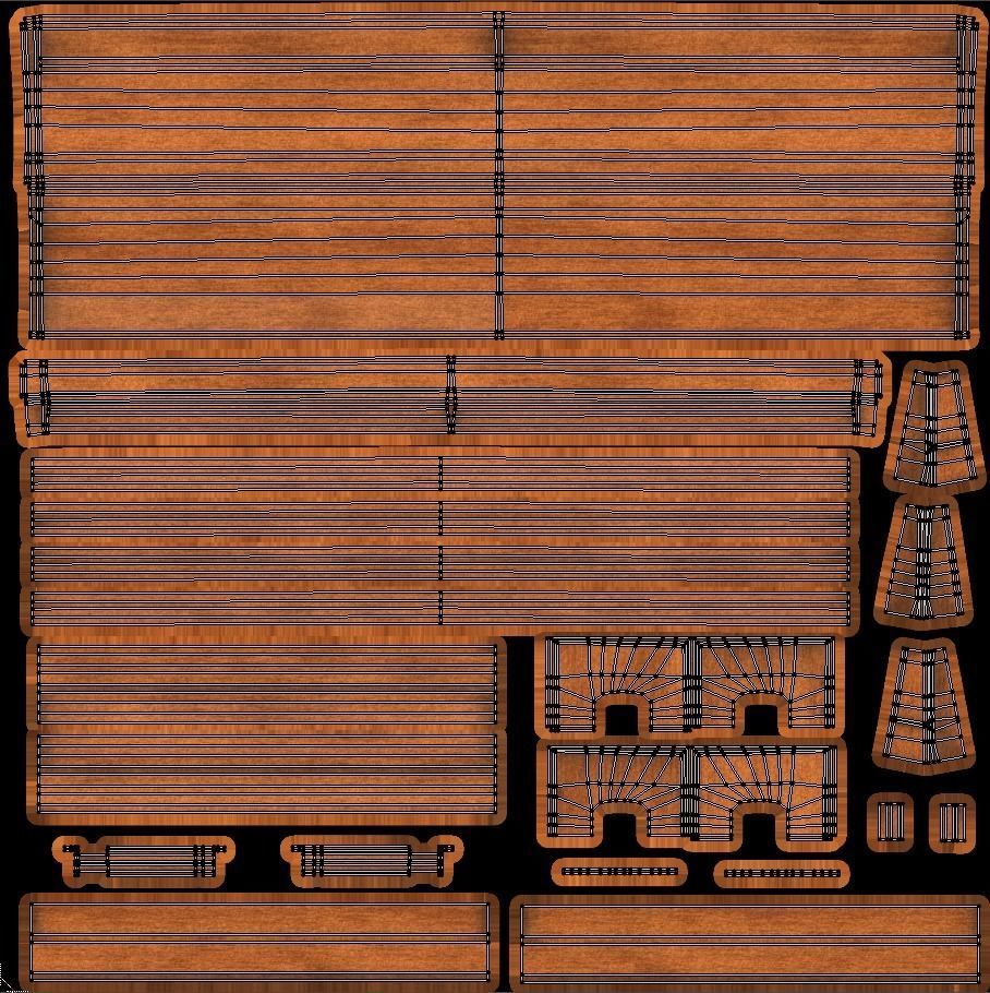 Large Bench Pew many PBR Optios Textures Low-poly 3D model_11