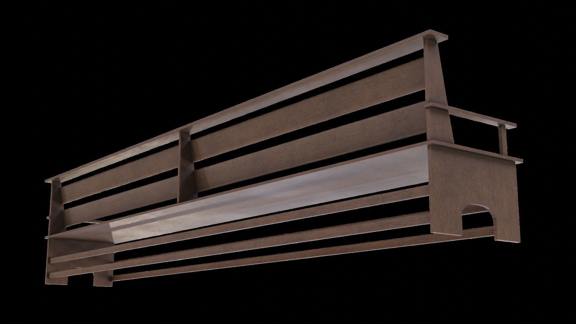 Large Bench Pew many PBR Optios Textures Low-poly 3D model_27