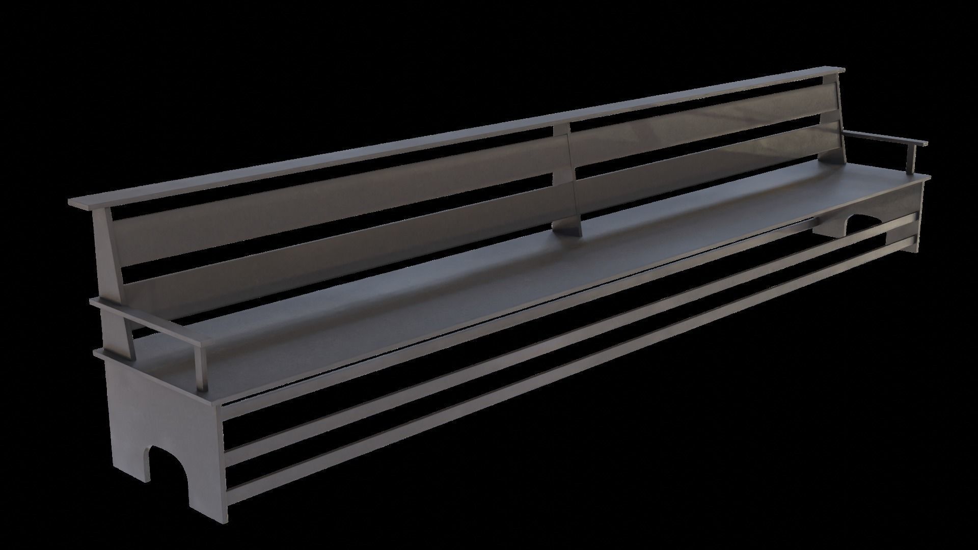 Large Bench Pew many PBR Optios Textures Low-poly 3D model_16