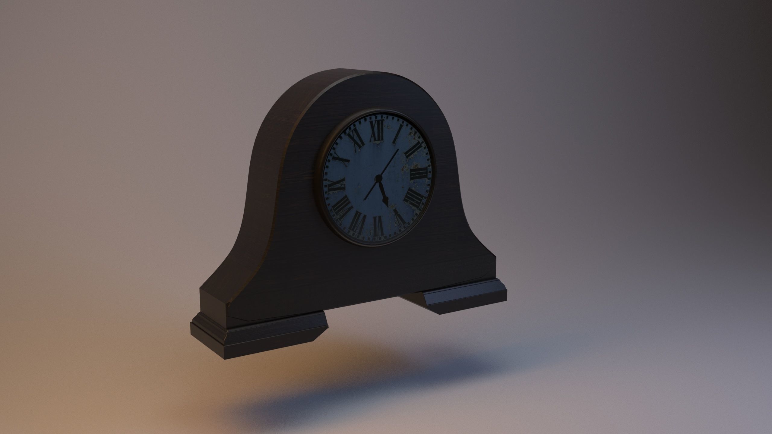 Vintage desk clock Low-poly 3D model_3