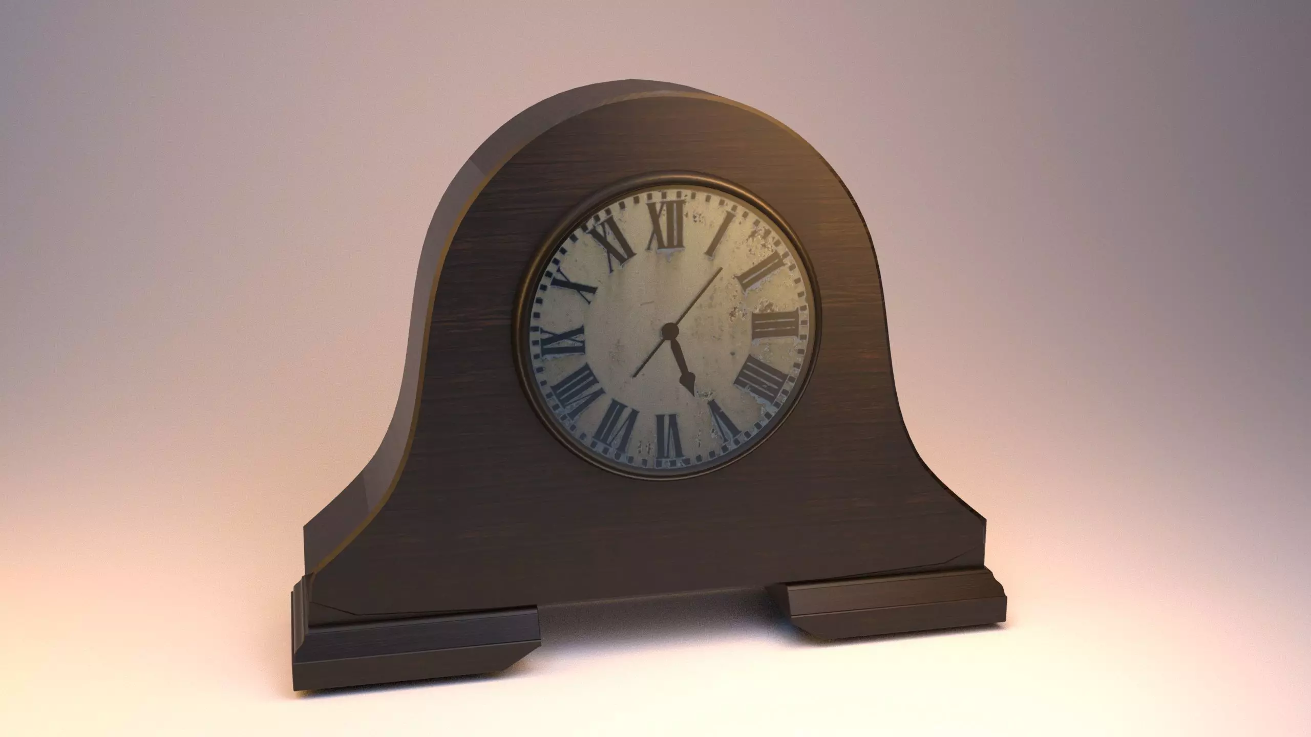 Vintage desk clock Low-poly 3D model_0