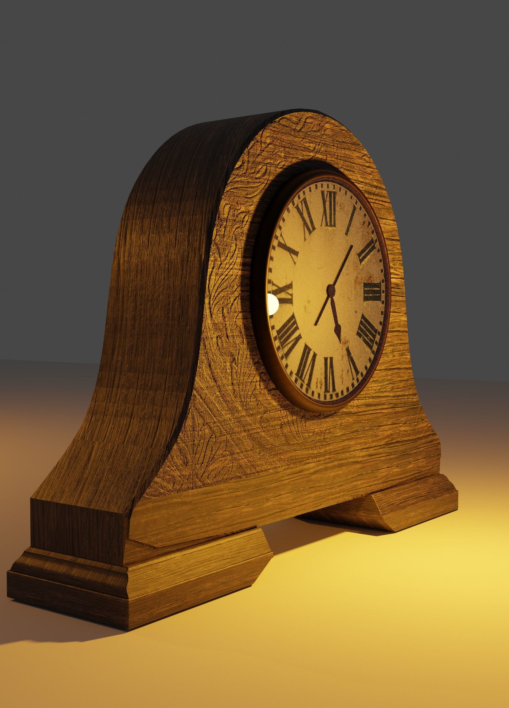 Vintage desk clock Low-poly 3D model_1