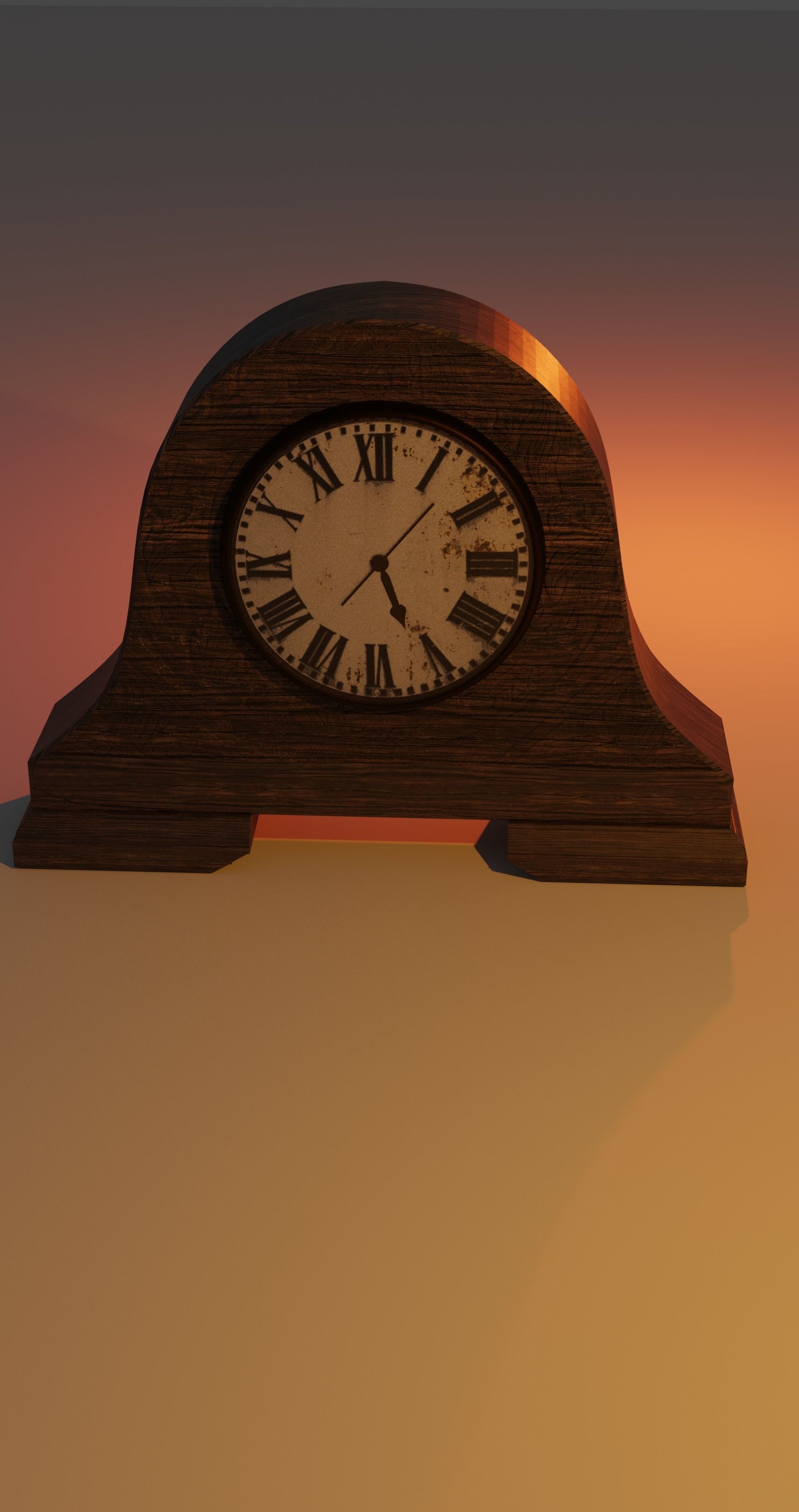 Vintage desk clock Low-poly 3D model_2