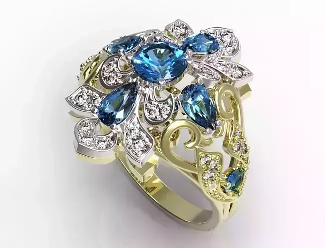 Ring topaz and diamond