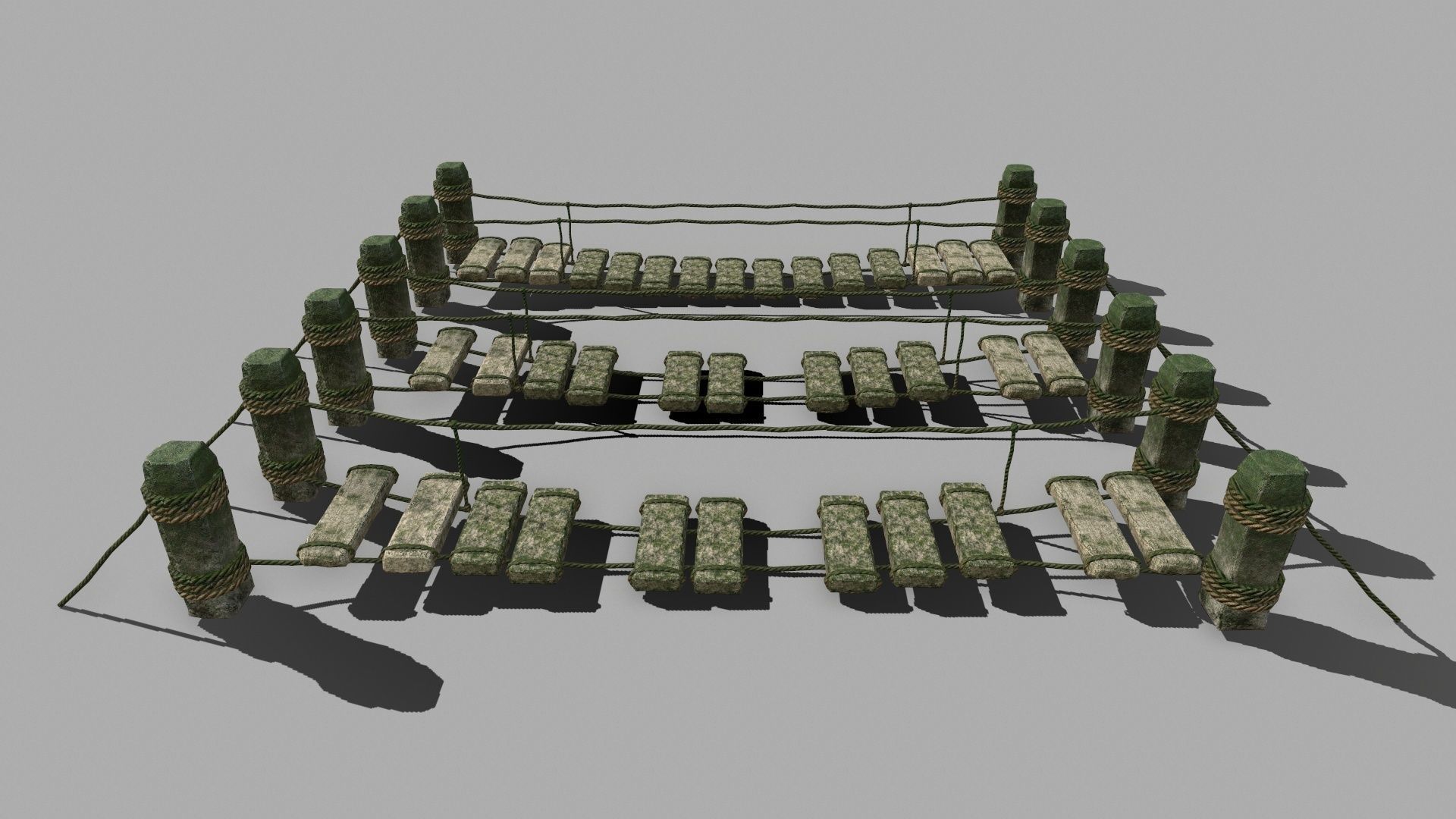 Wood Set stone column Low-poly 3D model_21