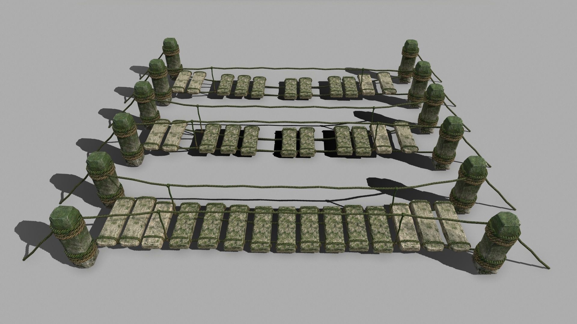 Wood Set stone column Low-poly 3D model_22