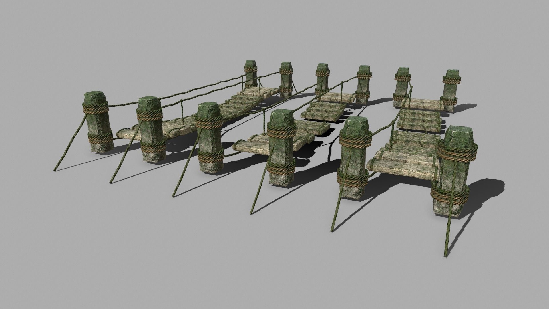 Wood Set stone column Low-poly 3D model_24