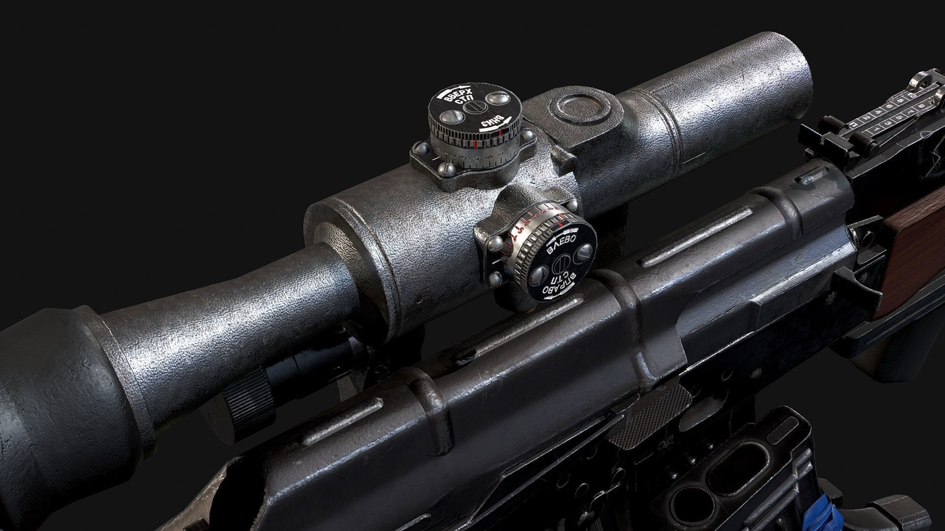 AK-47 with PSO-1 and GP-34 Low-poly 3D model_6