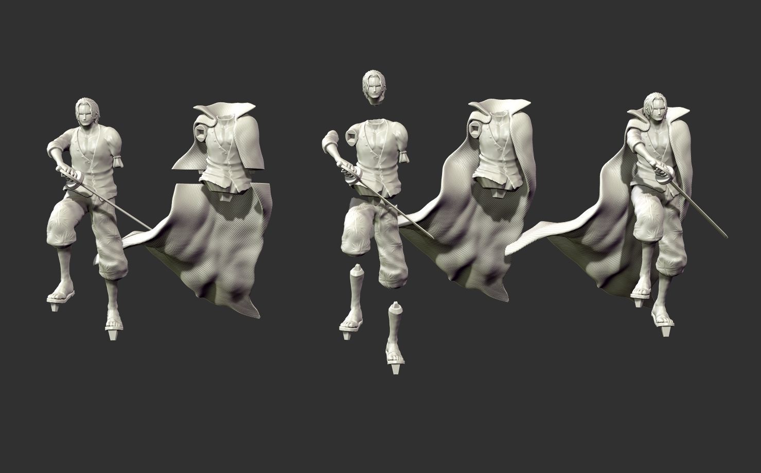 Whitebeard Shanks and Kaido 3d prints - One Piece Yonko 3D Model Collection_8