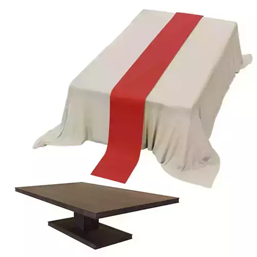 Large Oldy Holy Rectangle Table with TableCloth PBR Low-poly 3D model