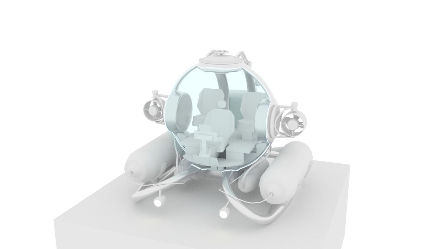 submarine Low-poly 3D model_9