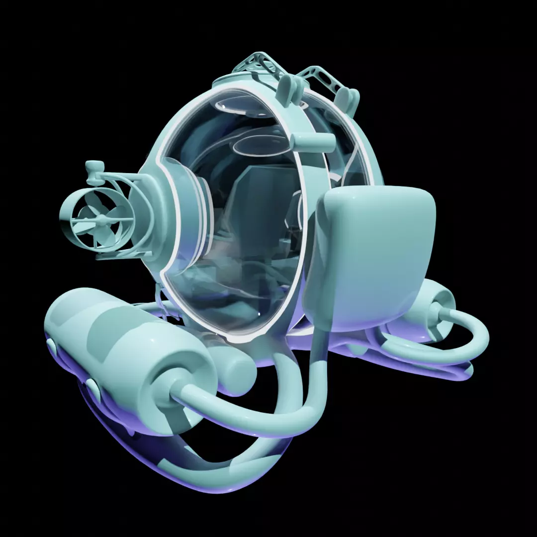 submarine Low-poly 3D model_0