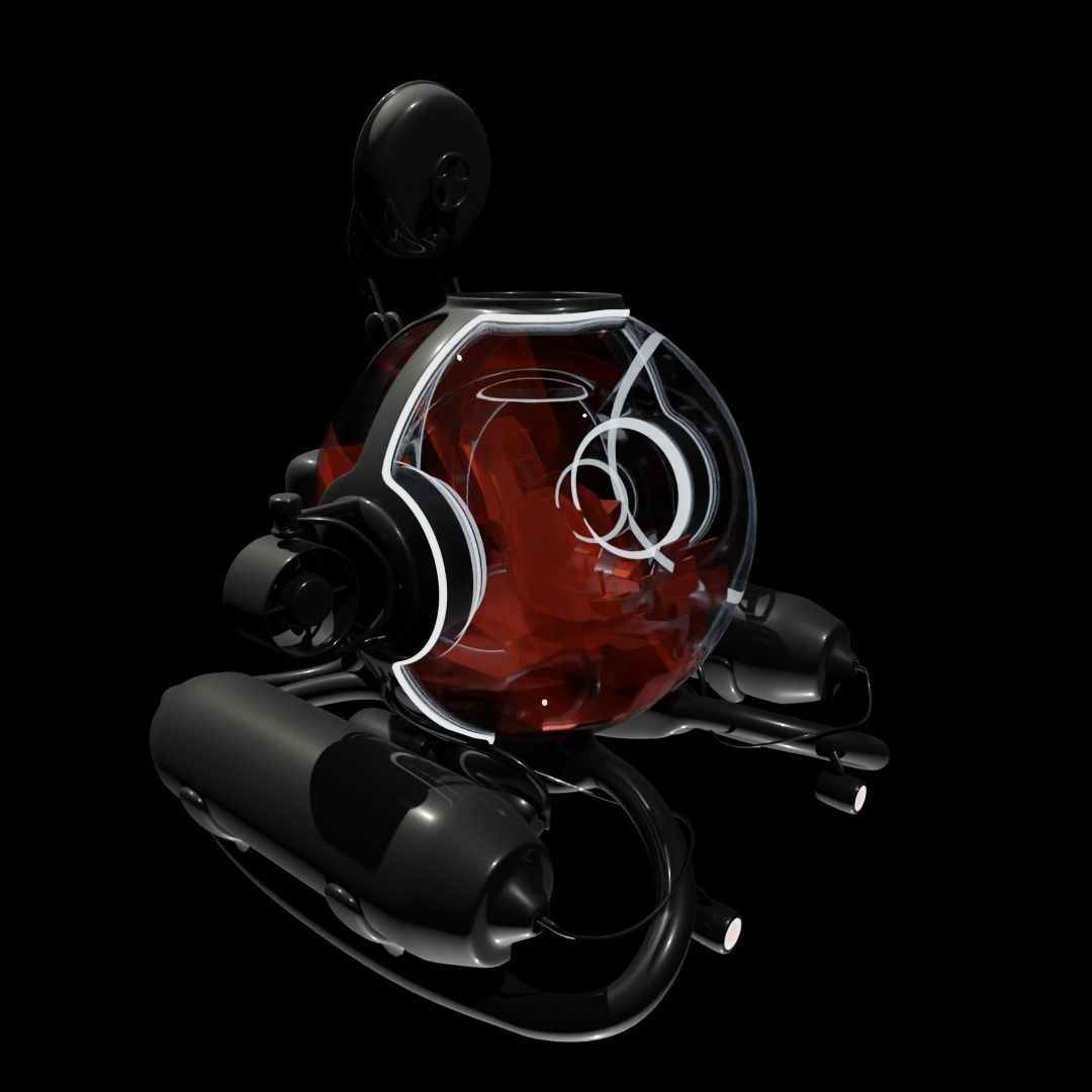 submarine Low-poly 3D model_3