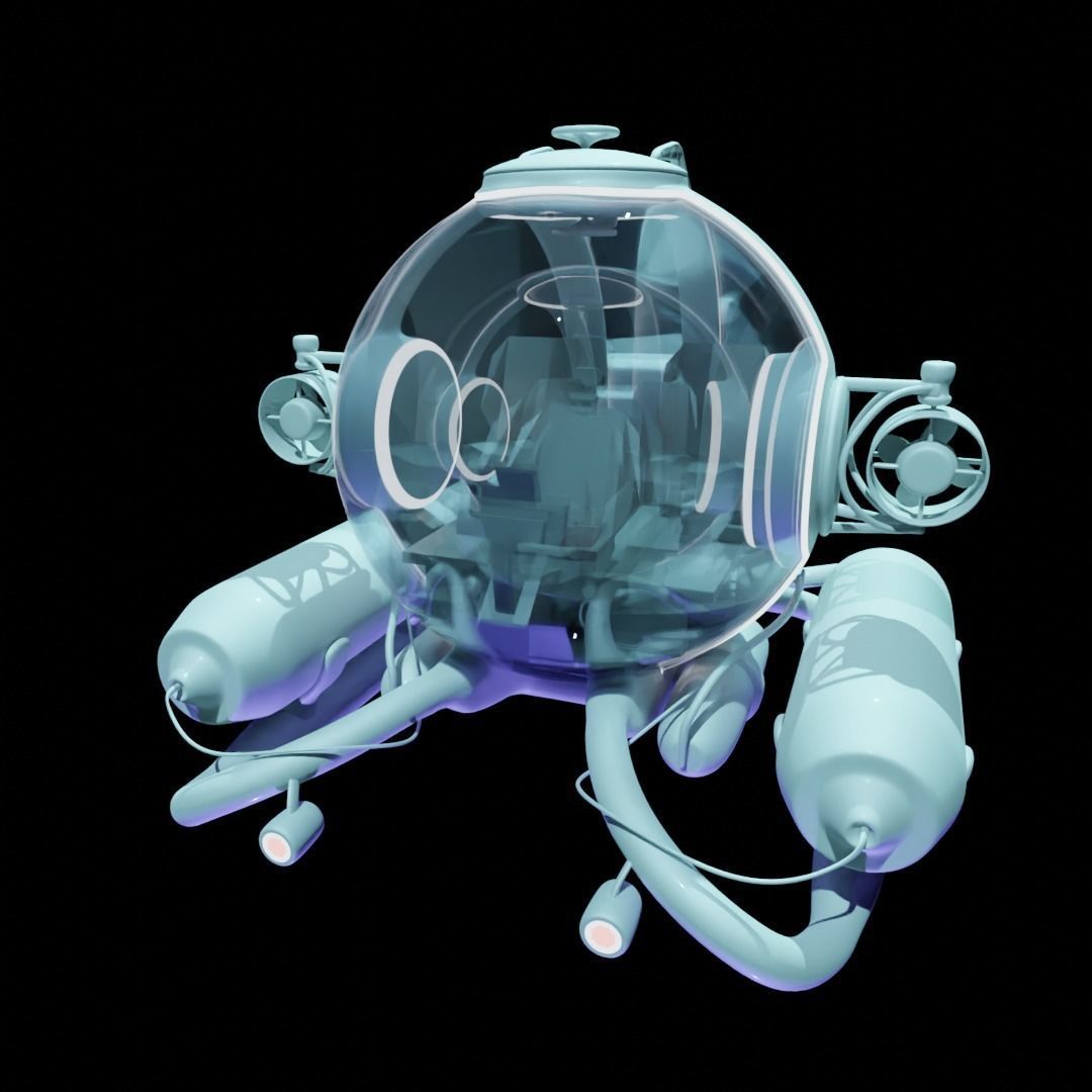 submarine Low-poly 3D model_2