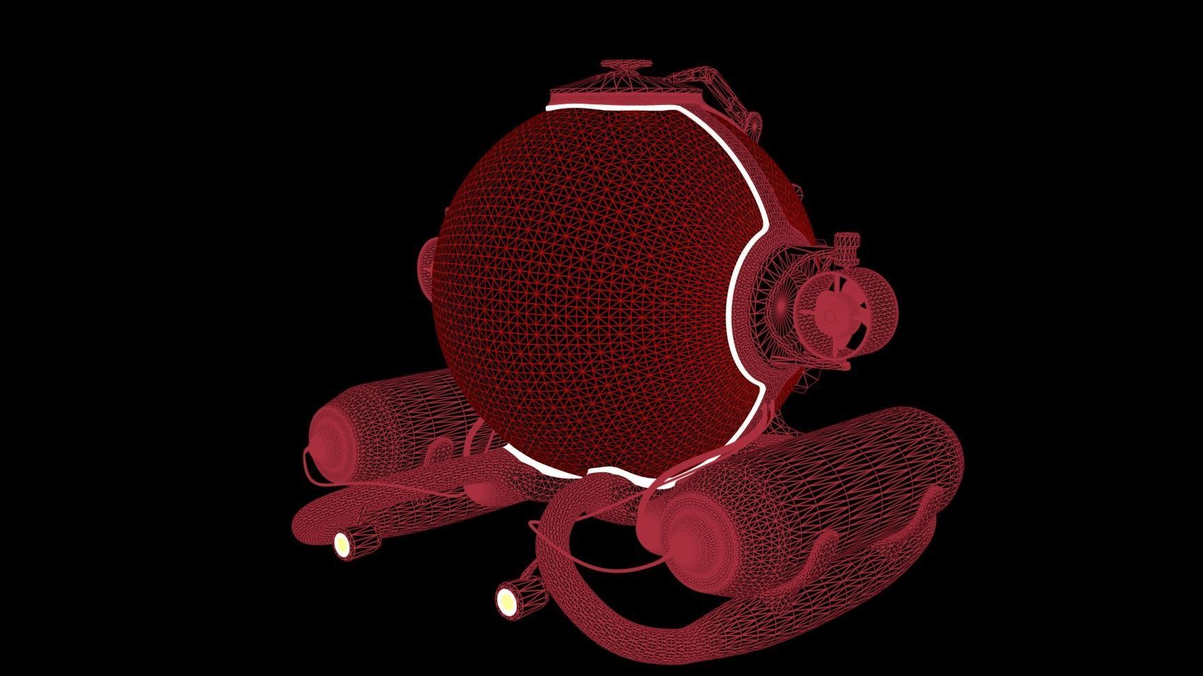 submarine Low-poly 3D model_16