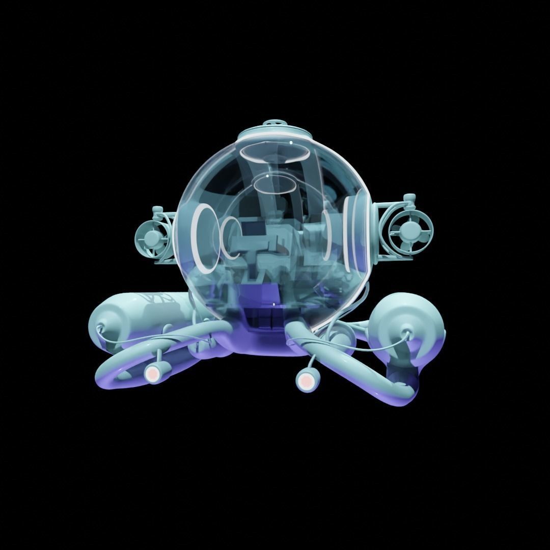 submarine Low-poly 3D model_1