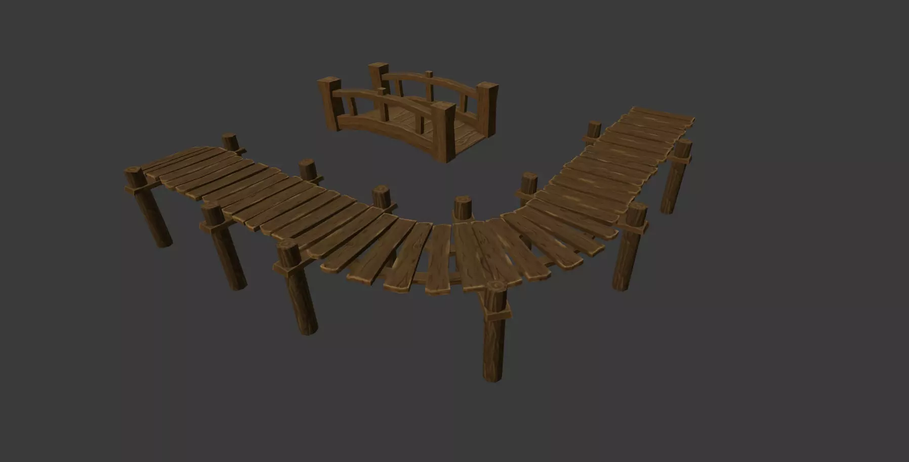 Game-ready stylized modular bridges Low-poly 3D model_0
