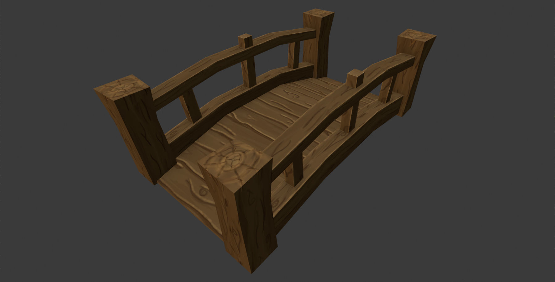Game-ready stylized modular bridges Low-poly 3D model_3