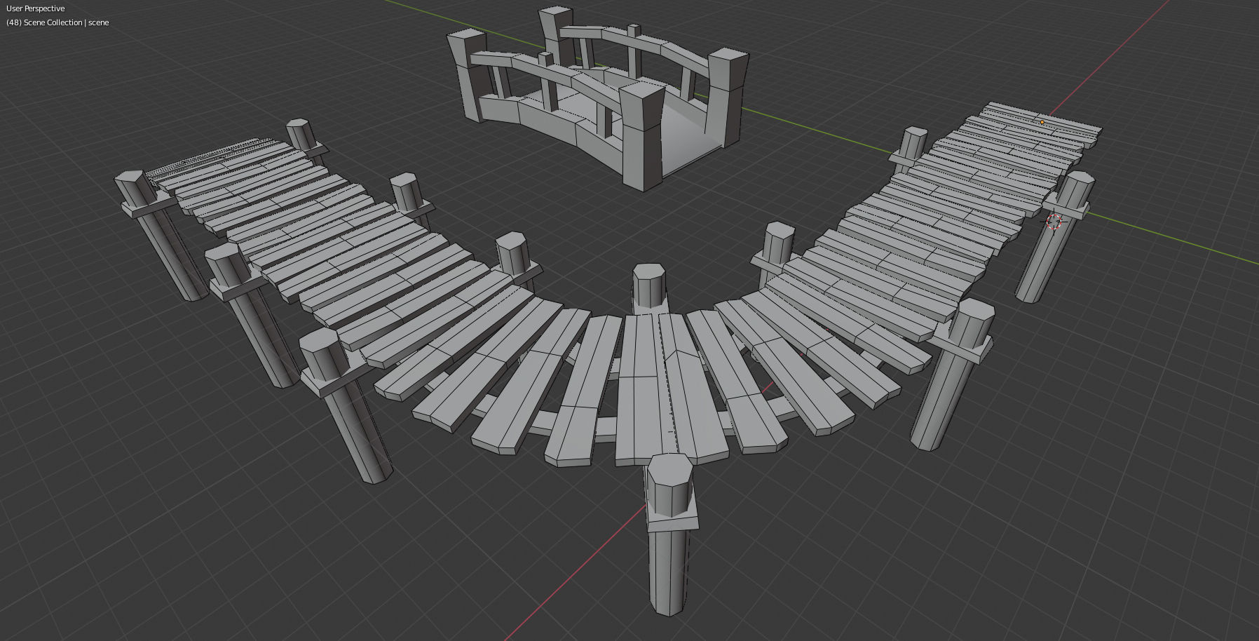 Game-ready stylized modular bridges Low-poly 3D model_2