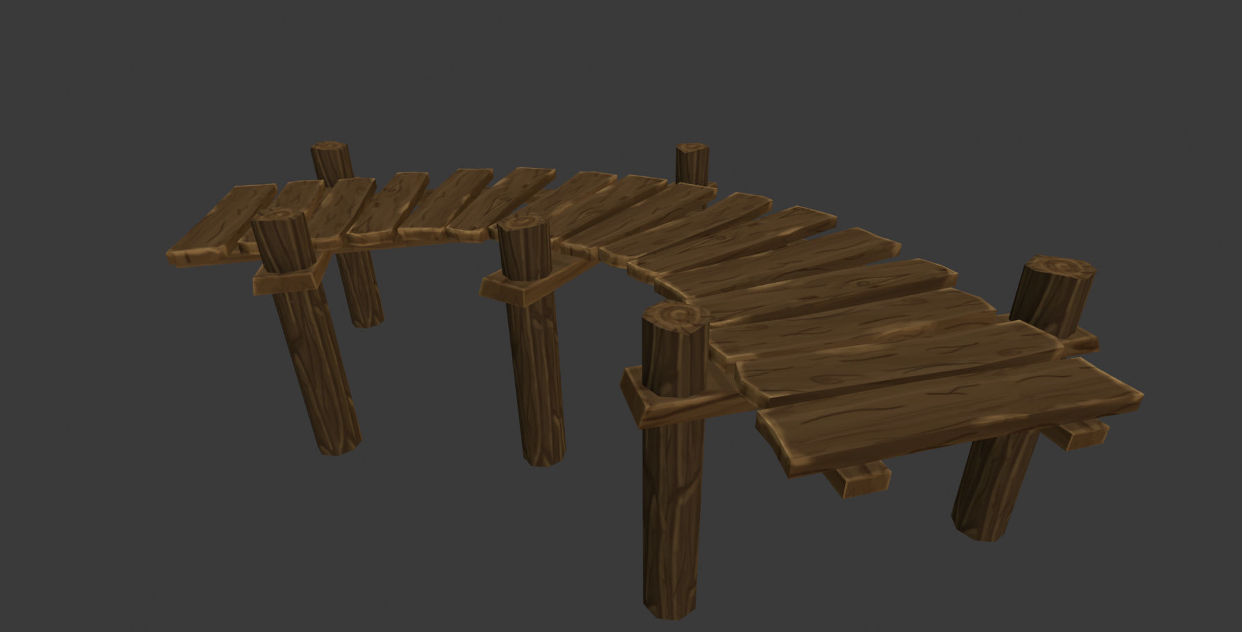Game-ready stylized modular bridges Low-poly 3D model_7