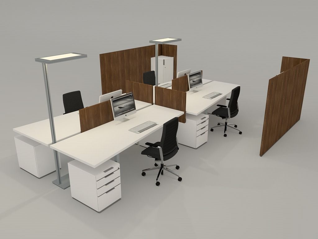 office desk with accessories Free 3D model_0