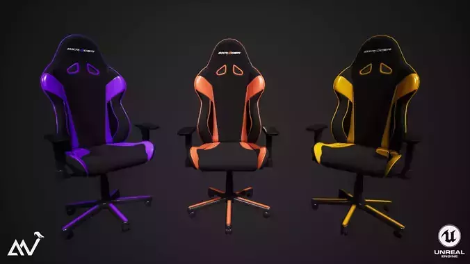 Dxracer gaming chair lowpoly game asset