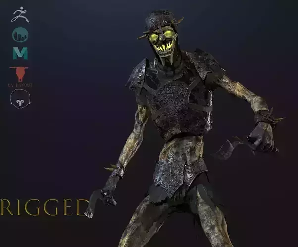 Skeleton-soldier 2 RIGGED Low-poly 3D model