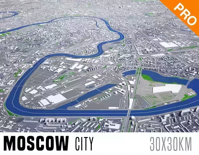 Moscow City  And Surroundings Russia Low Poly VR AR 