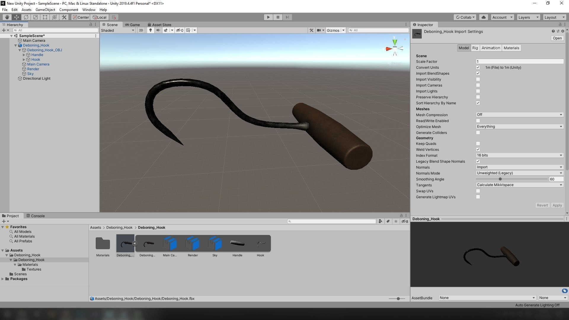 Deboning Hook Low-poly 3D model_42
