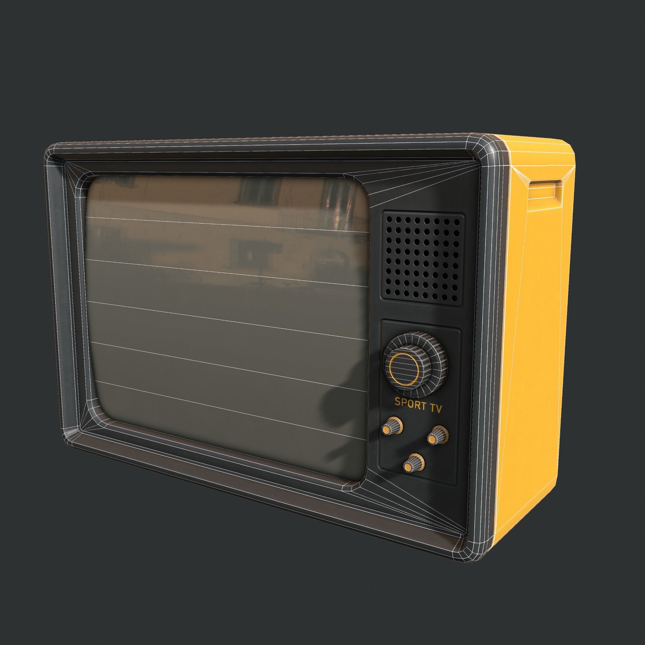 Retro Television Set - Free Free low-poly 3D model_3