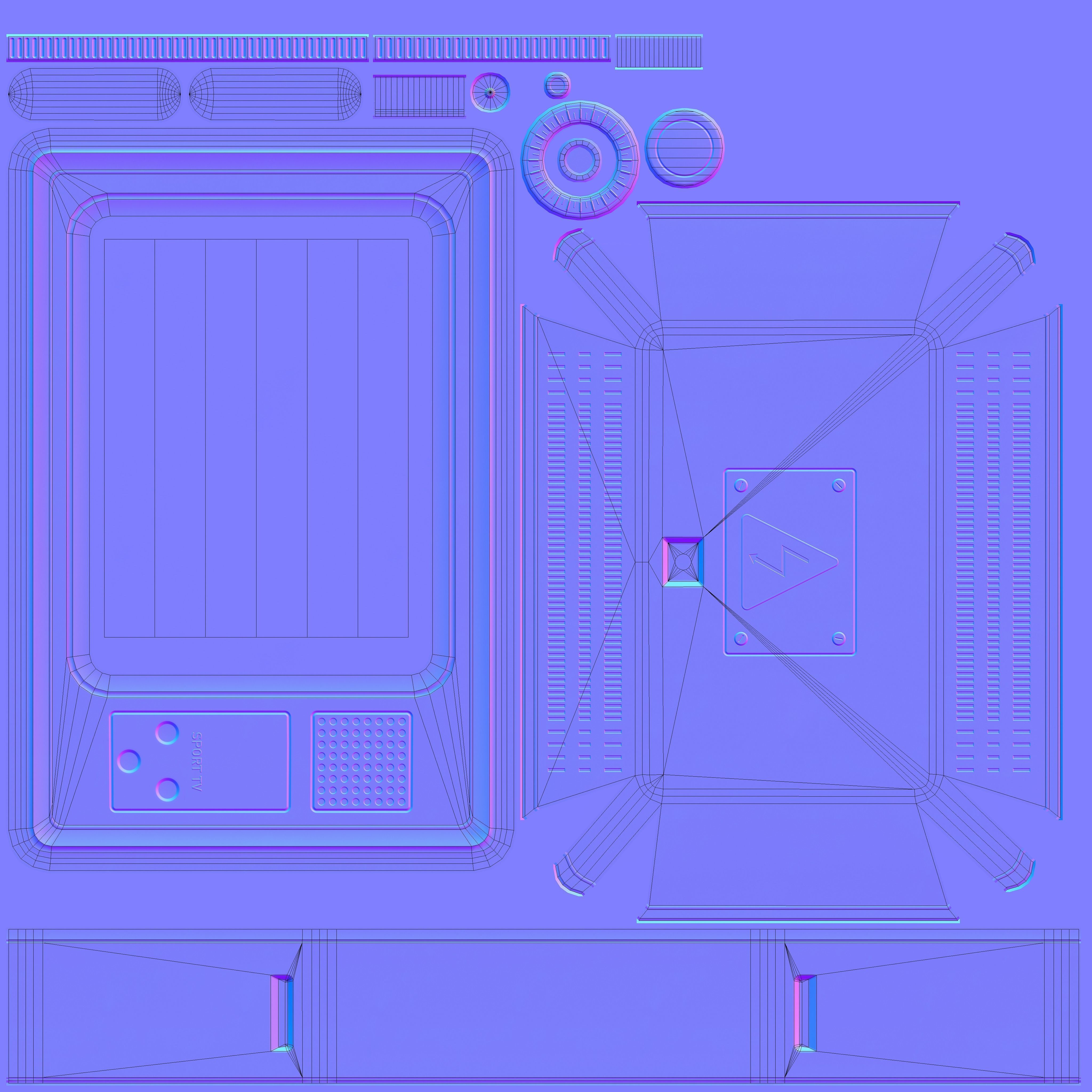 Retro Television Set - Free Free low-poly 3D model_5