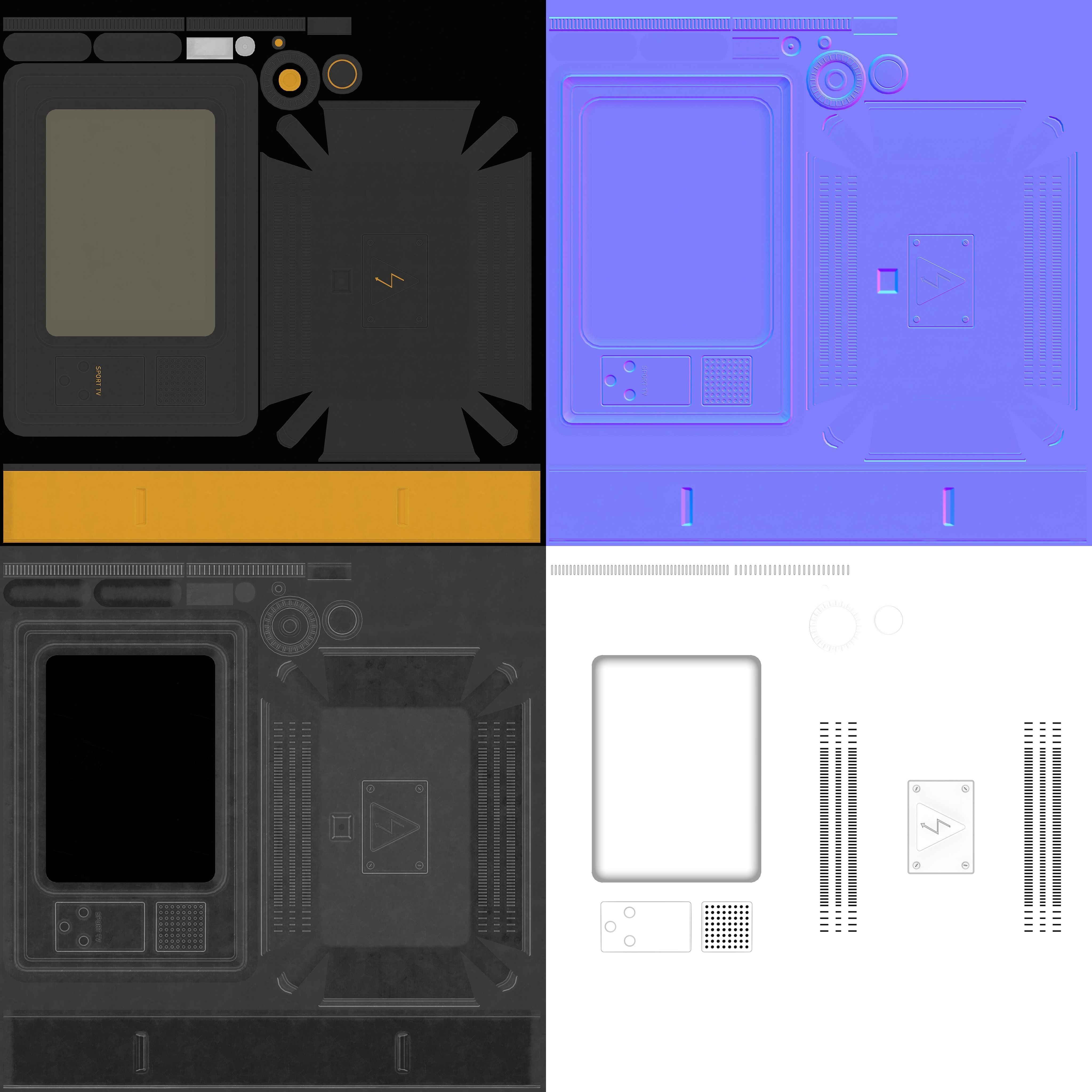 Retro Television Set - Free Free low-poly 3D model_4