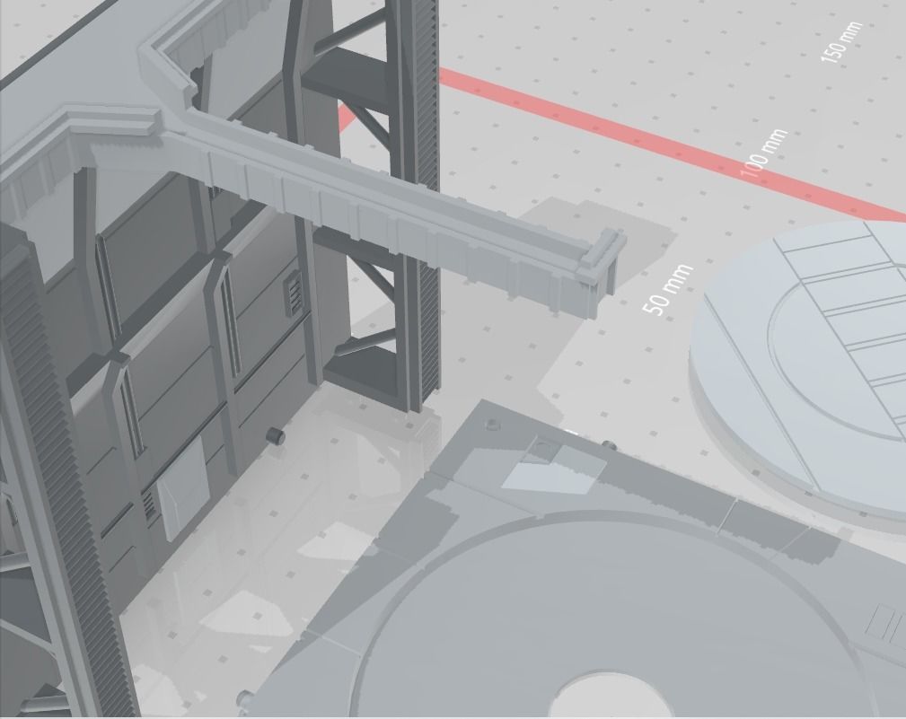 -MHB01F- Mecha Hangar Bay Base and Wall SET 01 Fixture 3D print model_5