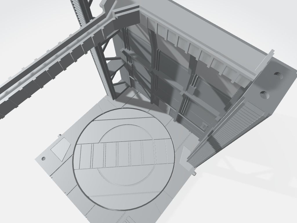 -MHB01F- Mecha Hangar Bay Base and Wall SET 01 Fixture 3D print model_1