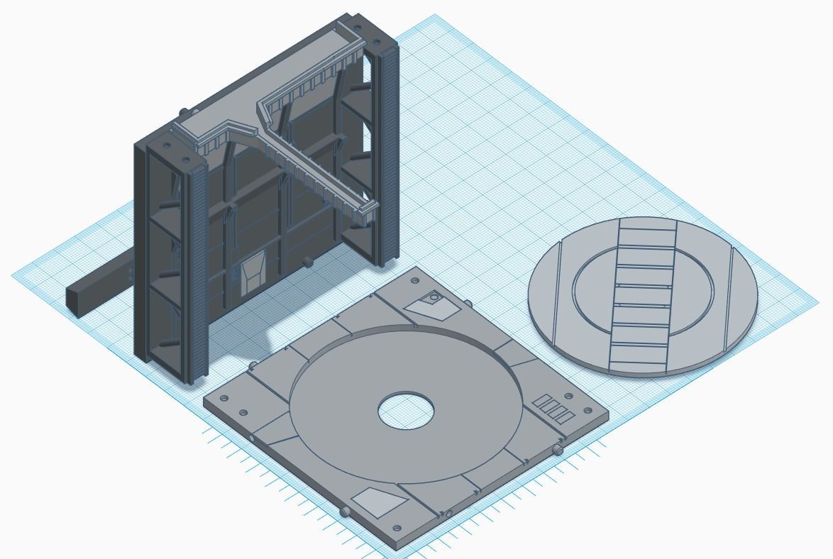 -MHB01F- Mecha Hangar Bay Base and Wall SET 01 Fixture 3D print model_8