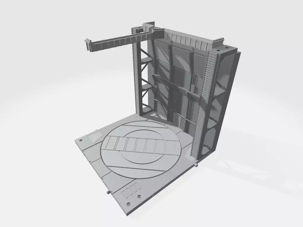 -MHB01F- Mecha Hangar Bay Base and Wall SET 01 Fixture 3D print model_0