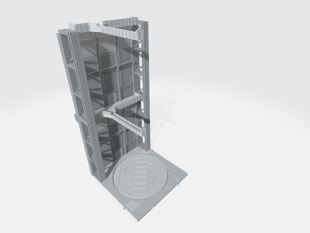 -MHB01F- Mecha Hangar Bay Base and Wall SET 01 Fixture 3D print model_10